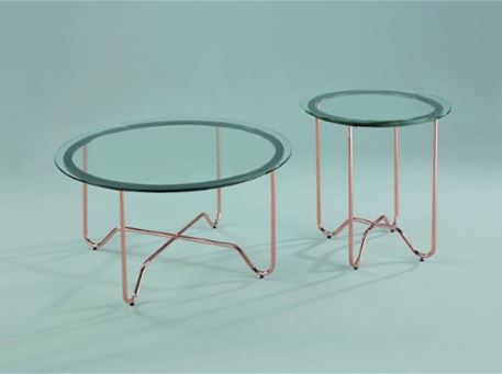 TRATTORIA - Round Coffee Table With Clear Tempered Glass Top