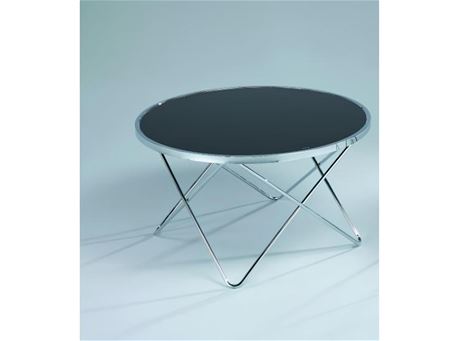 CARAFA - Round Center Table With Black Tempered Glass Top