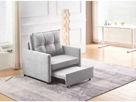 WY09- Light Grey Single Seater sofa Bed With Cushion
