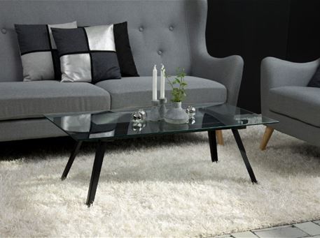 MONTI - Rectangular Glass Coffee Table With Metal Base