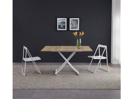 B2500 - Adjustable Height Dining Table With Natural Wood Color Top
