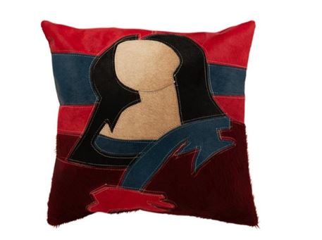 18261 - Red/black/blue Cushion, looks like someone you know.