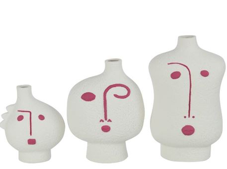 40435 -  Abstract face shaped vase set fuchsia.