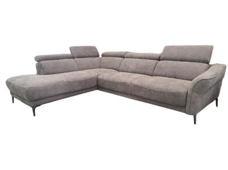 QUINCY - Grey fabric corner sofa with adjustable head rest