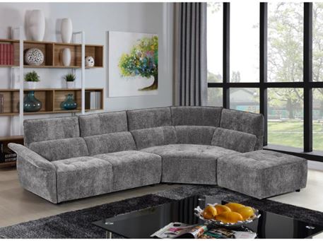 STEPHENS - Grey fabric corner sofa.