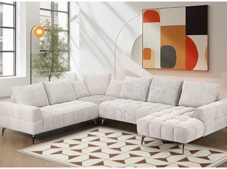 IMPRESSION - Greige colored modern corner sofa.