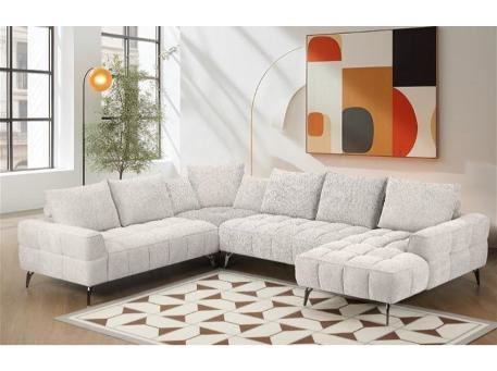 IMPRESSION - Greige colored modern corner sofa.