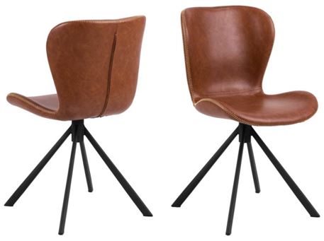 BATILDA - Brandy leather dining chair.