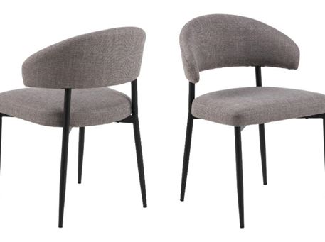 EDINA - Grey and brown fabric dining chair.