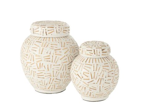 42290 - White lauwra terra pot with lid.