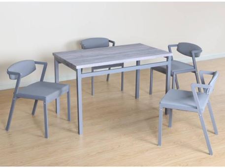 D01374R - Grey dining table with matching chairs.