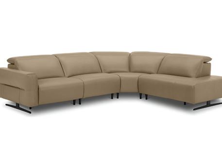 CLUTCH - Grey leather sectional sofa.