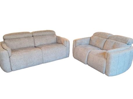 LEVEL - Beige fabric sofa with reclining fiction.