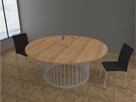 HERO - Round dining table, with wooden top.