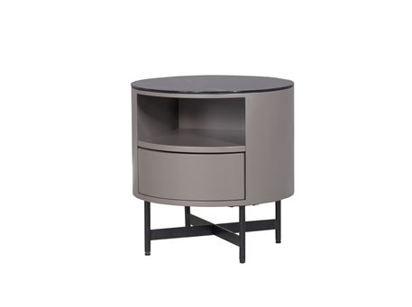 0055C - Round night table with drawer and ceramic top.