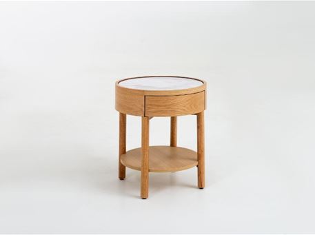 0202B - white top with naturel wood color night table.