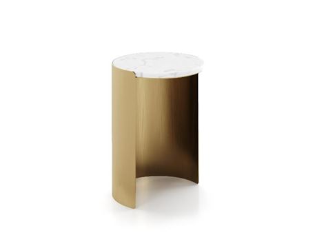 LC 204 - White marble side table with gold base.