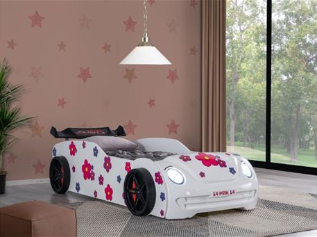 FLOWER - White with flower pattern car bed.