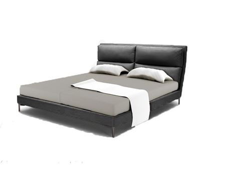 WINSTON - Dark Grey Genuine Leather King Size Bed