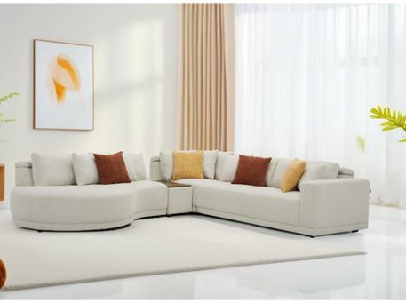 Collective - Cream colored corner sofa with storage.