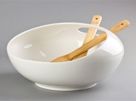 HT118x014 - Salad Bowl With 2 Bamboo Forks