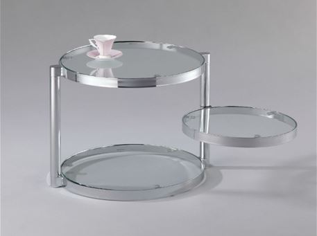 FERILLI - Round 2 Levels Side Table With Glass Top