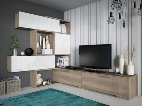 4K-8016 - Oak & White Tv Cabinet