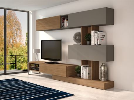 TANNER-1051 - Modern Oak And Grey Tv Cabinet. 